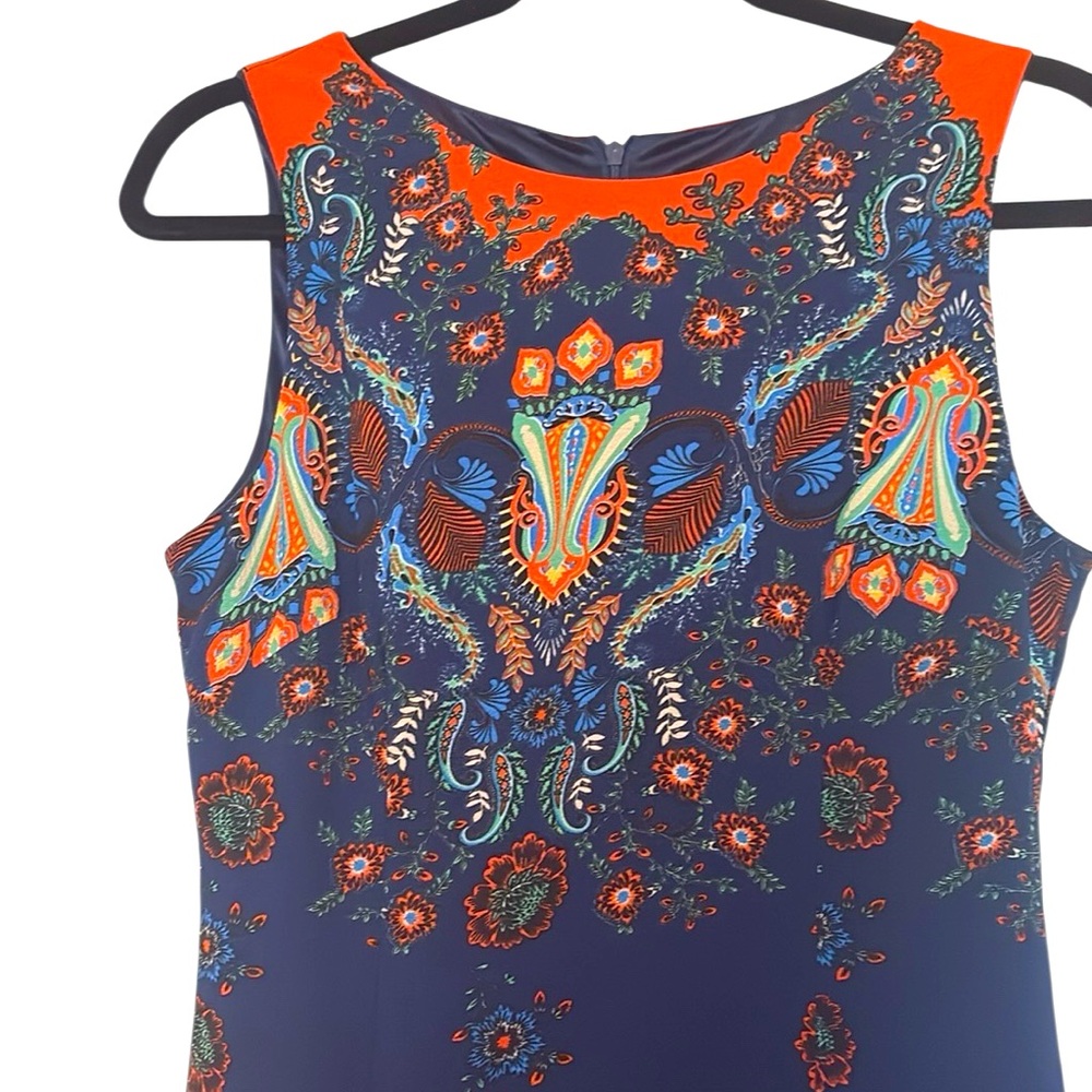 Future State dress blue with beautiful orange accent prints, size L